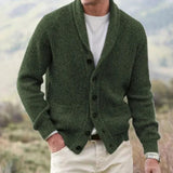 Men's Vintage Wool Button Cardigan - Comfortable Knitted V-Neck