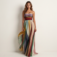 Colorful Pleated Maxi Dress