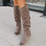 Knee-High Slouch Boots Women – Matte Surface & Side Zipper