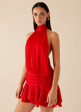 Kvinnors Sommarklänning Halterneck Volangfåll 4