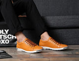 Men's leather low-top trainers in a smart casual design