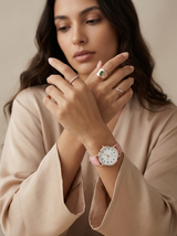 Women's Leather Watch in Rose Gold