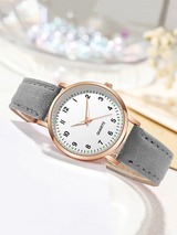 Women's Leather Watch in Rose Gold