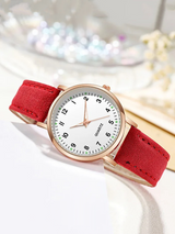 Women's Leather Watch in Rose Gold