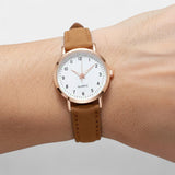 Women's Leather Watch in Rose Gold