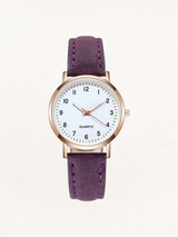Women's Leather Watch in Rose Gold