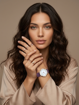 Women's Leather Watch in Rose Gold
