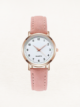 Women's Leather Watch in Rose Gold