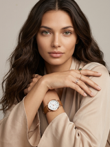Women's Leather Watch in Rose Gold