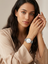 Women's Leather Watch in Rose Gold