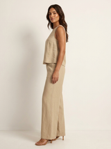 Conjunto de dos piezas con aspecto de lino y pantalones de pierna ancha