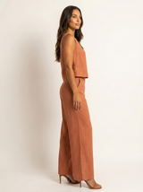 Conjunto de dos piezas con aspecto de lino y pantalones de pierna ancha