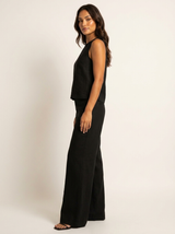 Conjunto de dos piezas con aspecto de lino y pantalones de pierna ancha