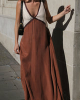 Lunévie - Maxikleid mit Kontrast-Flow