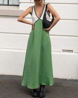 Lunévie - Maxikleid mit Kontrast-Flow