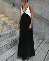 Lunévie - Maxikleid mit Kontrast-Flow