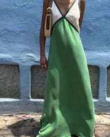 Lunévie - Maxikleid mit Kontrast-Flow