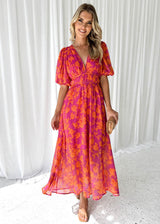 Asuvia – Floral Puff Sleeve Midi Dress