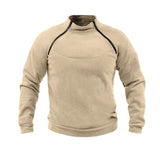 Sudadera de forro polar estilo militar con cremallera de cuarto para hombre