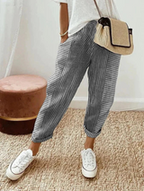 Nina | Pantalon décontracté pour femmes | Coton rayé