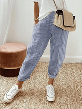 Nina | Pantalon décontracté pour femmes | Coton rayé