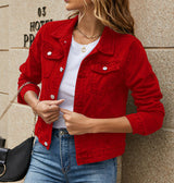 Velmirah - Giacca di jeans da donna con taglio moderno e tasche
