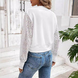 Miravella - Womens Lace Bomber Jacket With Elastic Cuffs