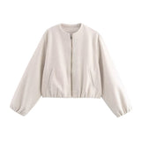 Valenciann - Womens Bomber Jacket With High Collar And Side Pockets