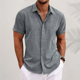 Short-sleeved shirt made of cotton and linen