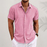 Short-sleeved shirt made of cotton and linen