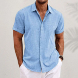 Short-sleeved shirt made of cotton and linen