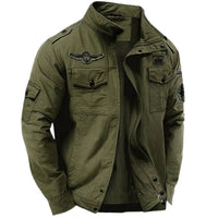 Men's Premium Structured Cargo Jacket – Military Cotton Jacket with High Collar