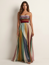 Colorful Pleated Maxi Dress
