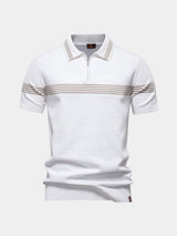 Melgior – Slim Fit Zip Collar Striped Polo Shirt