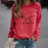 Sudadera elegante "Just Breathe" con diseño atemporal para mujer