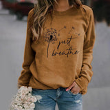 Sudadera elegante "Just Breathe" con diseño atemporal para mujer