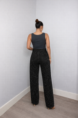 Straight High Waist Jeans with Subtle Glitter Details