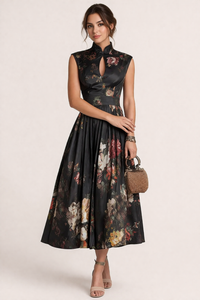 Elegant Floral Midi Dress for Women