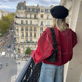 Valerique - Chaqueta oversize roja para mujer