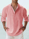Camisa para hombre - Lino - Corte relajado - Cuello mao - Ligera y transpirable