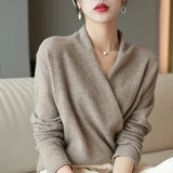Caeloria - Dame cashmereblandet viklesweater