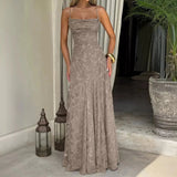 Elegant Women's Maxi Evening Dress with Spaghetti Straps