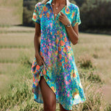 Floral Print Short Sleeve Summer Dress for Women