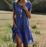 Floral Print Short Sleeve Summer Dress for Women