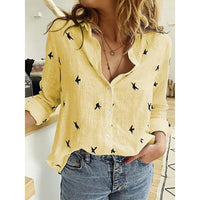 Women's Blouse Solid Color or Bird Print