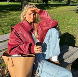 Valerique - Chaqueta oversize roja para mujer