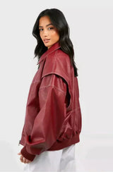 Valerique - Chaqueta oversize roja para mujer