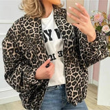 Bomber jas luipaard print dames front view