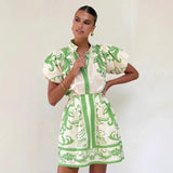 Women's Puff Sleeve Mini Dress with Floral Print and Relaxed Fit