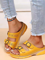 Women's Orthopedic Buckle Strap Sandals - Wide Fit, Arch Support, Casual Summer Walking Shoes